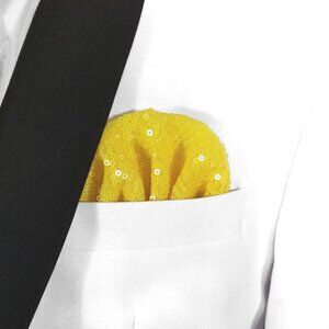 Men's Sequin Pre-Folded Pocket Square Insert - Bright Yellow Fan Design